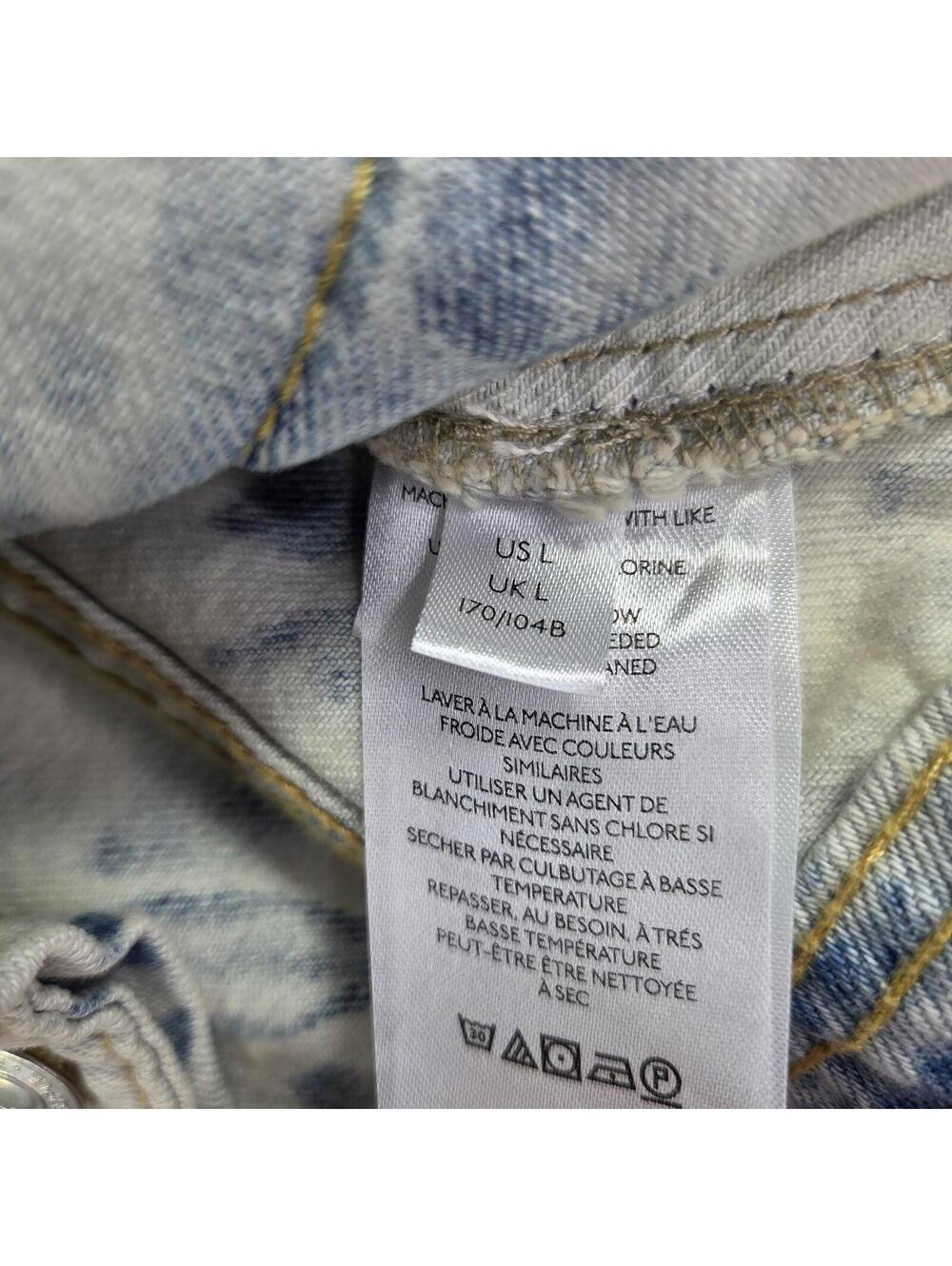 Free People Rumors Jeans Jacket Size L Blue Tie Dye Denim Button Moto Jackets - Picture 7 of 13